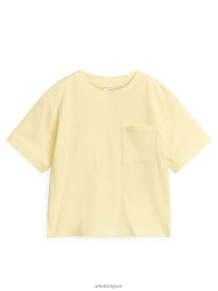 ARKET kleding 0DXJP1479 stoffig geel losvallend T-shirt van linnenmix kinderen
