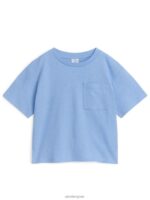 ARKET kleding 0DXJP1481 lichtblauw losvallend T-shirt van linnenmix kinderen