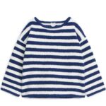 ARKET kleding 0DXJP1511 donkerblauw/wit donzige boxy-fit trui kinderen