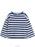 ARKET kleding 0DXJP1511 donkerblauw/wit donzige boxy-fit trui kinderen