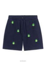 ARKET kleding 0DXJP1543 donkerblauw/robots robotgeborduurde sweatshorts kinderen