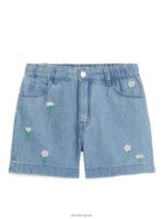 ARKET kleding 0DXJP1560 lichtblauw geborduurde denimshort kinderen
