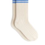 ARKET kleding 0DXJP1613 lichtbeige/blauw Set van 2 ribgebreide sokken kinderen