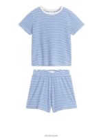 ARKET kleding 0DXJP1669 blauw Wit korte jersey pyjamaset kinderen