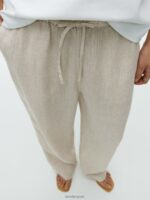 ARKET kleding 0DXJP168 beige linnen broek met trekkoord vrouwen - Image 5