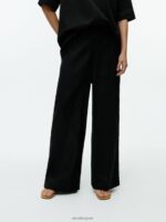 ARKET kleding 0DXJP169 zwart wijde linnen broek vrouwen - Image 2