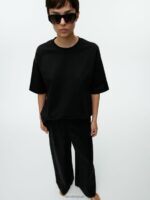 ARKET kleding 0DXJP169 zwart wijde linnen broek vrouwen - Image 4