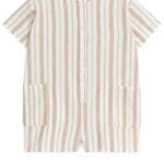 ARKET kleding 0DXJP1700 beige/strepen linnen rompertje kinderen