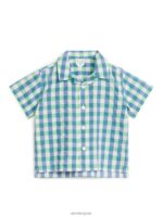 ARKET kleding 0DXJP1704 groen Blauw seersucker overhemd kinderen