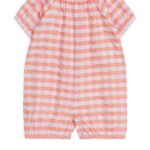 ARKET kleding 0DXJP1708 oranje/geruit seersucker rompertje kinderen