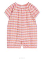 ARKET kleding 0DXJP1708 oranje/geruit seersucker rompertje kinderen