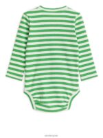ARKET kleding 0DXJP1712 groen Wit geribde bodysuit met lange mouwen kinderen - Image 2