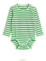 ARKET kleding 0DXJP1712 groen Wit geribde bodysuit met lange mouwen kinderen