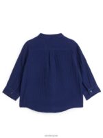 ARKET kleding 0DXJP1717 donkerblauw katoenen mousseline overhemd kinderen - Image 2