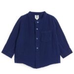 ARKET kleding 0DXJP1717 donkerblauw katoenen mousseline overhemd kinderen