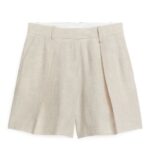 ARKET kleding 0DXJP174 beige linnen short met hoge taille vrouwen