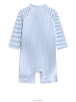 ARKET kleding 0DXJP1752 blauw/streep lange seersucker uv-zwemoverall kinderen - Image 2
