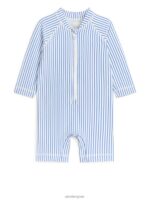 ARKET kleding 0DXJP1752 blauw/streep lange seersucker uv-zwemoverall kinderen