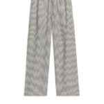 ARKET kleding 0DXJP175 gebroken wit/zwart linnen broek met trekkoord vrouwen