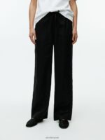ARKET kleding 0DXJP176 zwart linnen broek met trekkoord vrouwen - Image 2
