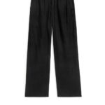 ARKET kleding 0DXJP176 zwart linnen broek met trekkoord vrouwen