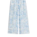 ARKET kleding 0DXJP181 wit Blauw wijde satijnen broek vrouwen