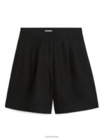 ARKET kleding 0DXJP186 zwart oversized short van linnenmix vrouwen