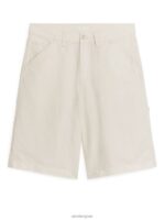 ARKET kleding 0DXJP188 gebroken wit linnen katoenen werkkledingshorts vrouwen