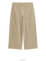 ARKET kleding 0DXJP193 beige cropped katoenen linnen chino vrouwen
