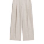 ARKET kleding 0DXJP194 licht beige wijde linnen broek vrouwen