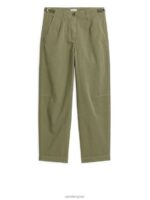 ARKET kleding 0DXJP199 kaki groen Katoenen chino met ronde pijpen vrouwen