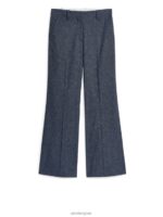 ARKET kleding 0DXJP205 blauw uitlopende linnen broek vrouwen