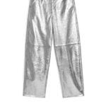 ARKET kleding 0DXJP212 zilver zilver metallic leren broek vrouwen