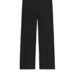 ARKET kleding 0DXJP218 zwart uitlopende broek van wollen twill vrouwen