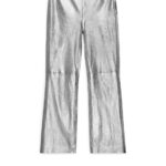 ARKET kleding 0DXJP219 zilver cropped broek van stretchleer vrouwen