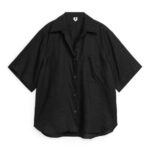 ARKET kleding 0DXJP21 zwart linnen resortoverhemd vrouwen