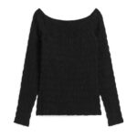 ARKET kleding 0DXJP22 zwart Gesmokte top met lange mouwen vrouwen