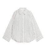 ARKET kleding 0DXJP24 gebroken wit/zwart linnen overhemd vrouwen