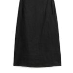 ARKET kleding 0DXJP256 zwart linnen wikkelrok vrouwen