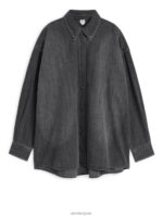 ARKET kleding 0DXJP27 zwart gewassen oversized denim overhemd vrouwen