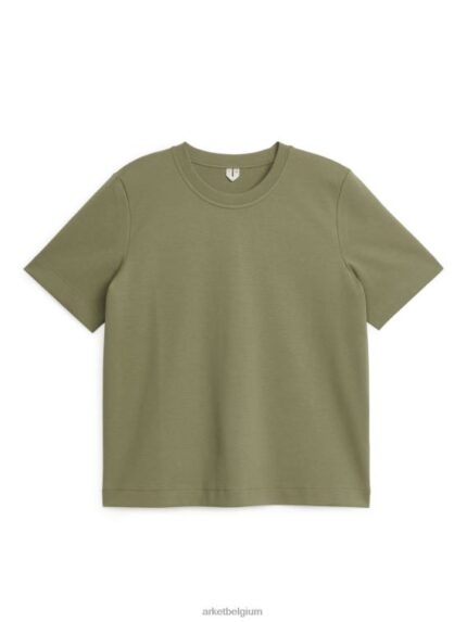 ARKET kleding 0DXJP317 kaki groen zwaargewicht t-shirt vrouwen
