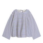 ARKET kleding 0DXJP338 blauw Wit top met striksluiting vrouwen