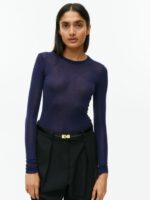 ARKET kleding 0DXJP346 donkerblauw merinotopje met lange mouwen vrouwen - Image 3