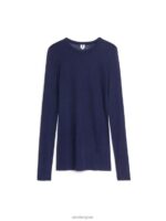 ARKET kleding 0DXJP346 donkerblauw merinotopje met lange mouwen vrouwen - Image 5