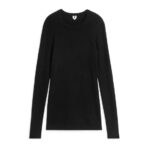 ARKET kleding 0DXJP356 zwart ribgebreide merino top vrouwen