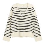 ARKET kleding 0DXJP395 gebroken wit/zwart katoenen trui vrouwen