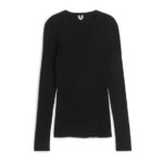 ARKET kleding 0DXJP408 zwart geribbelde katoenen trui vrouwen
