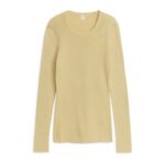 ARKET kleding 0DXJP409 vanille geribbelde katoenen trui vrouwen