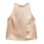 ARKET kleding 0DXJP41 beige mouwloze satijnen top vrouwen
