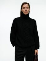 ARKET kleding 0DXJP431 zwart Kabelgebreide wollen trui vrouwen - Image 2